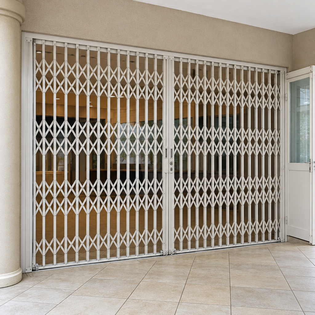 Square image of a retractable security gate