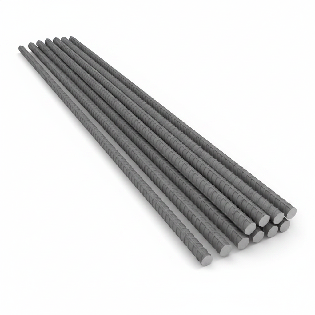 Full-frame Reinforcement bars on white