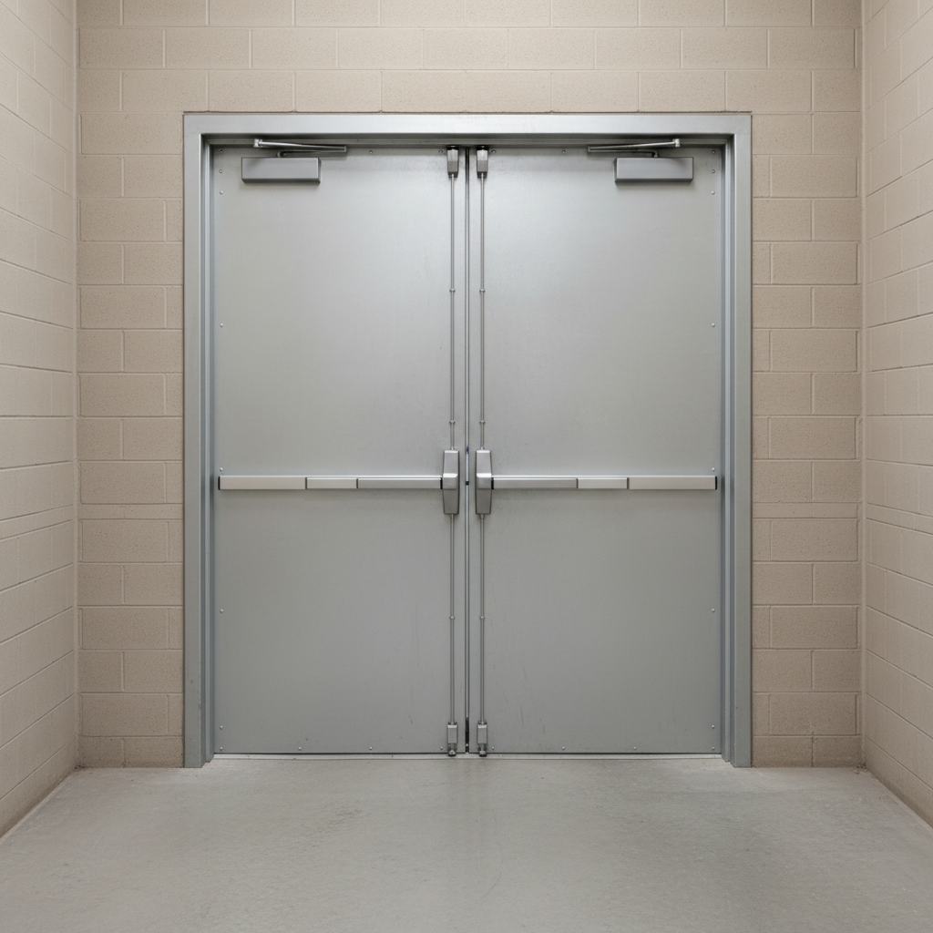 Square steel fire-rated doors